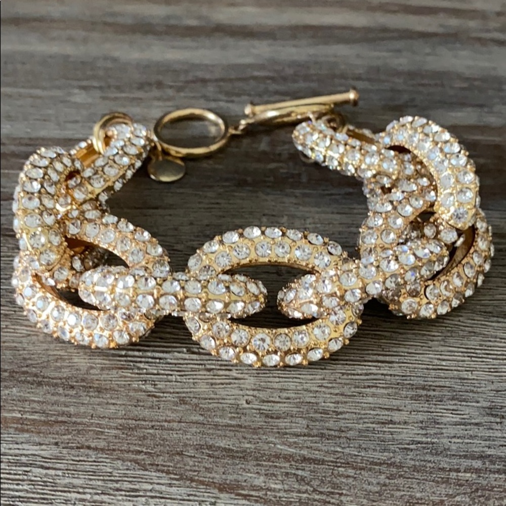 Chunky gold and crystal statement bracelet